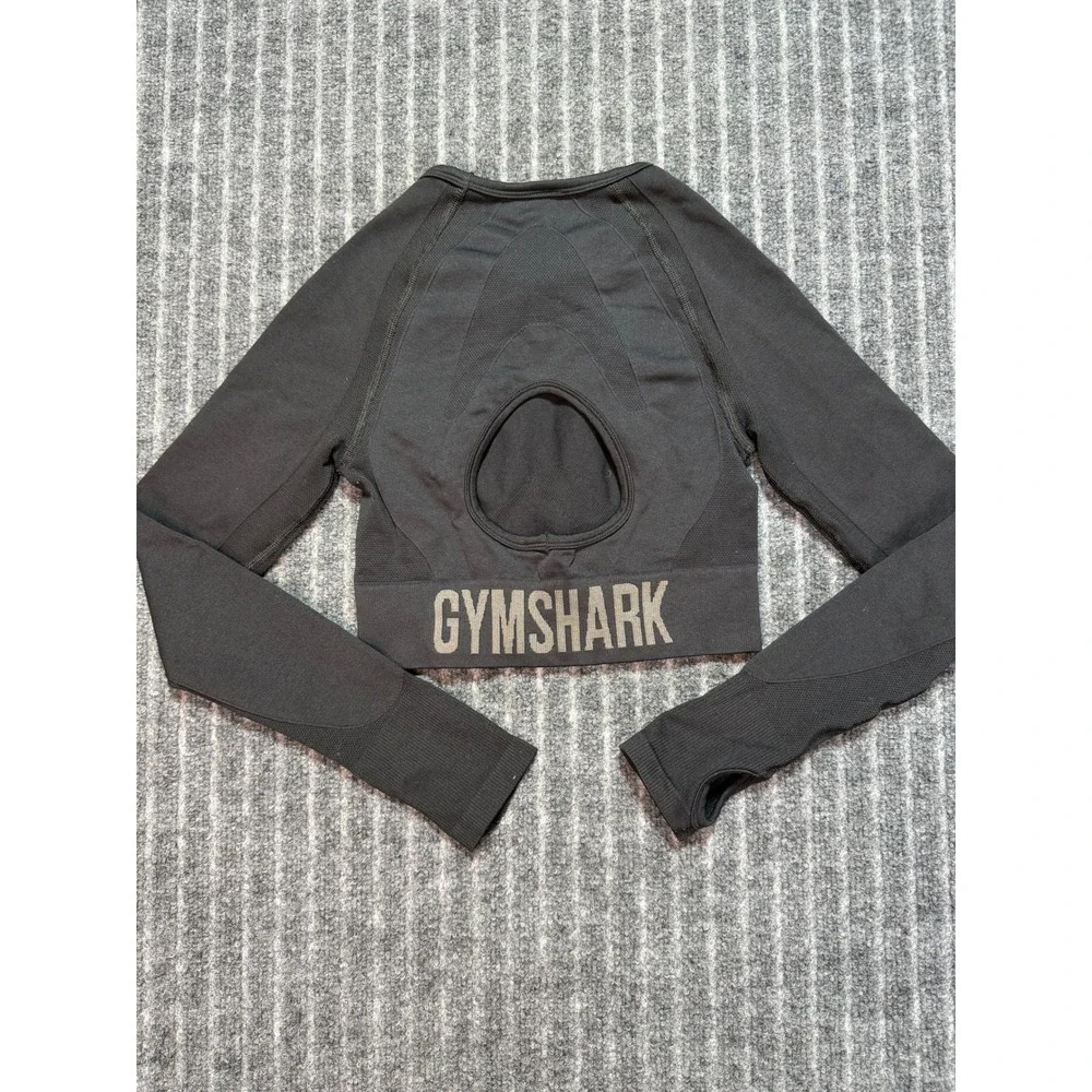 Gymshark Long Sleeve Crop Womens Small‎ Black Vital Seamless 2.0 Sporty Workout